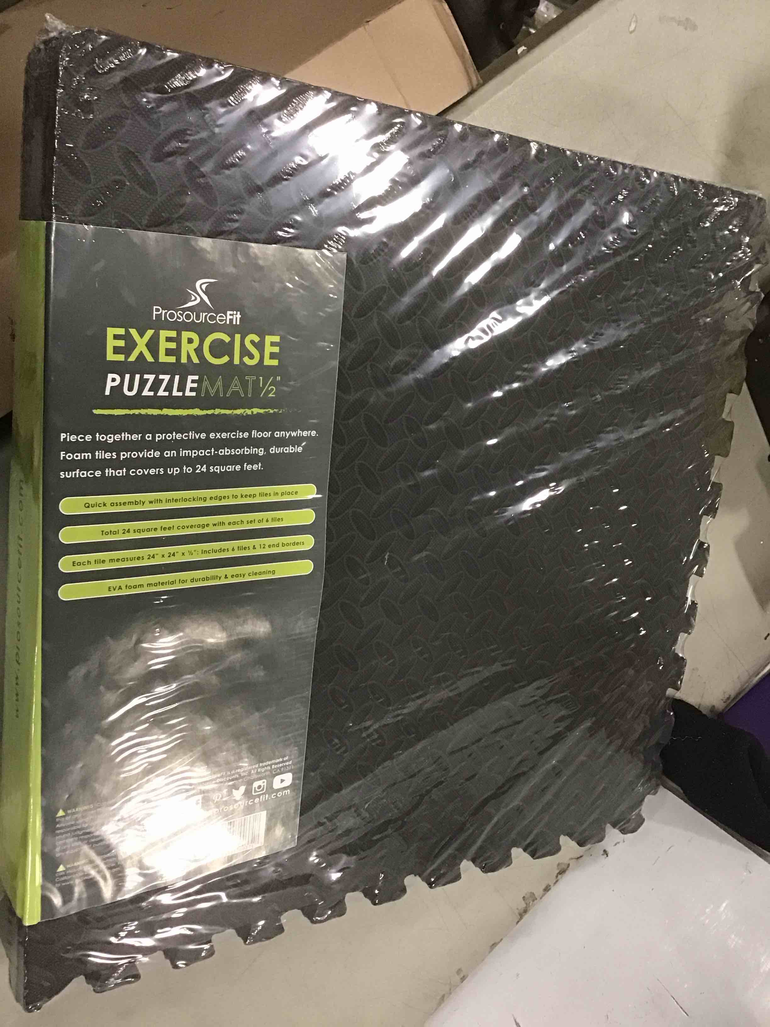 ProsourceFit Puzzle Exercise Mat ½”, EVA Interlocking Foam Floor Tiles