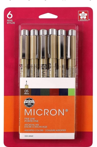 Sakura Pigma 30069 Micron Blister Card Ink Pen Set  Ass t Colors  0.45-mm