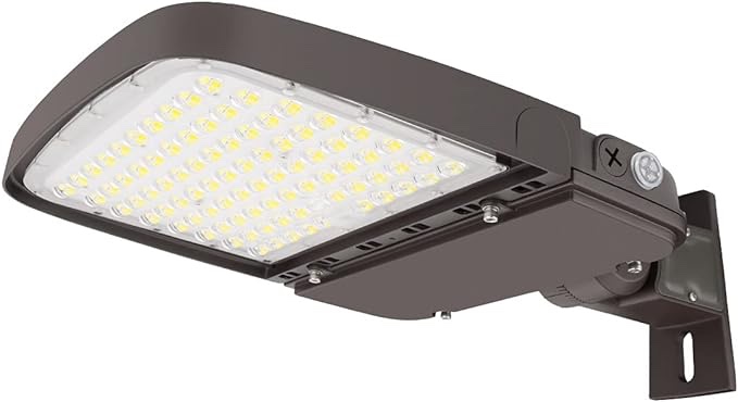 Xbuyee 300W LED Parking Lot Light with Dusk to Dawn Photocell, Outdoor Dimmable Shoebox Lights with Trunnion Mount, 39000LM 130LM/W 5000K Daylight 100-277V IP65, Power Selectable (300W/240W/200W) ETL