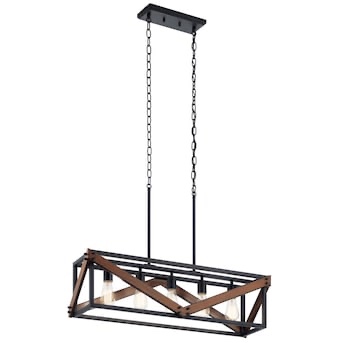 KICHLER Barrington 5-Light Distressed Black Farmhouse Dry rated Chandelier