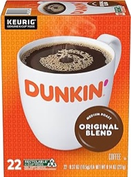 Dunkin Donuts K-Cup Pods, Original Blend, 22/box