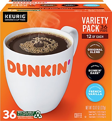 Dunkin' Variety Pack Roast K-Cup Box 36 ct.