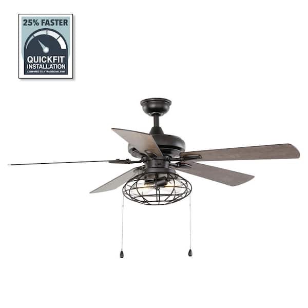 Ellard 52 in. LED Indoor Matte Black Ceiling Fan with Light