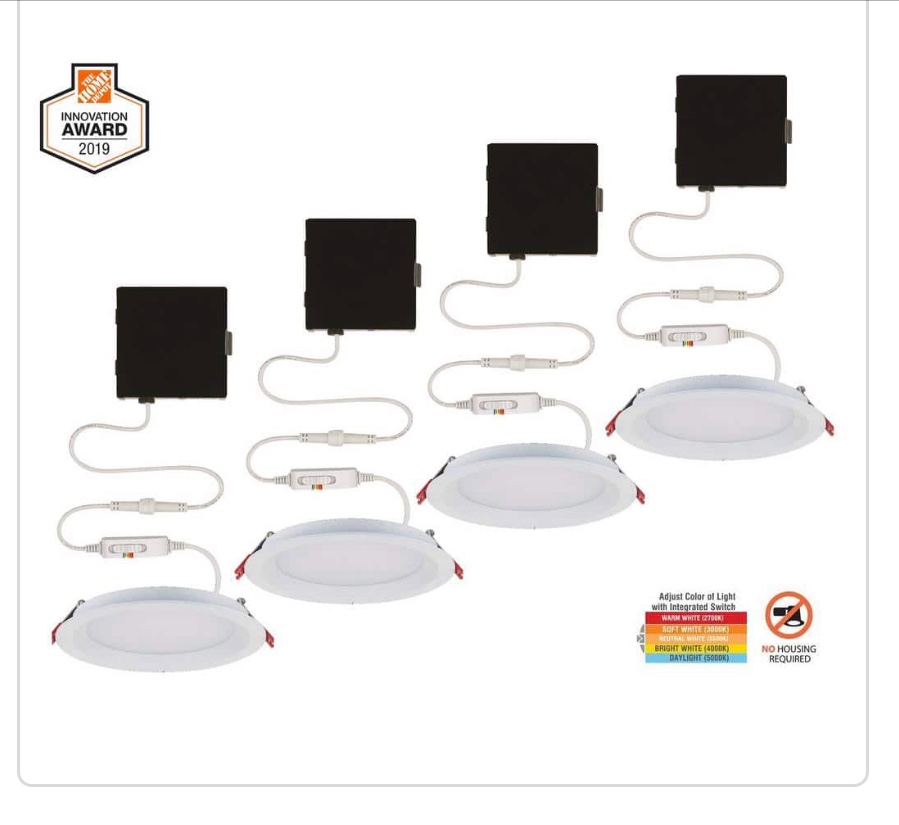 Slim Baffle 4 in. Adjustable CCT Canless New Construction & Remodel IC Rated, Integrated LED Recessed Light Kit (4-Pack)