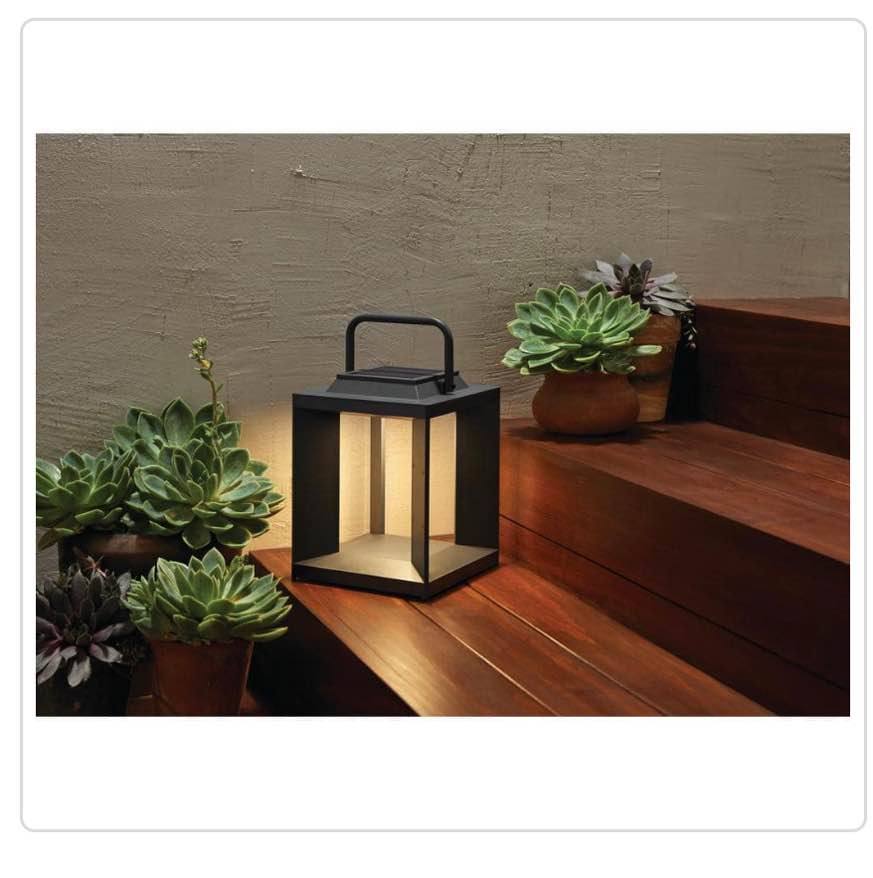 Hampton Bay Solar 9.2 in. Grey Outdoor Plastic LED Lantern Lamp