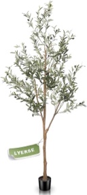 Olive Tree Artificial Indoor 6FT (72''), GTIDEA Artificial Tree Indoor Large Faux Olive Tree and Fruits Artificial Plants Silk Trees for Home Decor Office Living Room Spring (With Woven Basket & Moss)