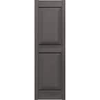 15 in. Vinyl Louvered Shutters in Tuxedo Gray - Set of 2 (14.5 in. W x 1 in. D x 54.75 in. H (5.96 lbs.))