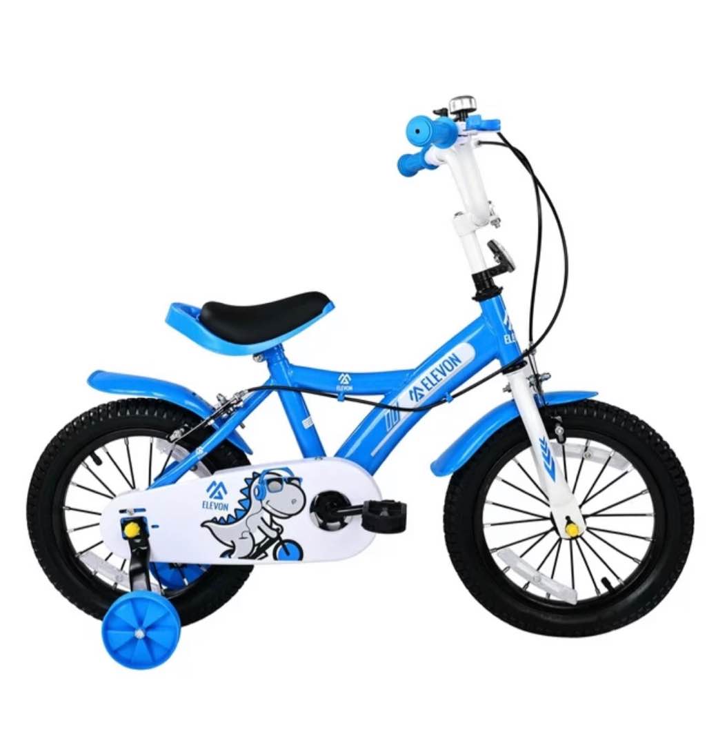 Elevon Dinos Kids Bike Kids Bicycle with Removable Training Wheels and Basket 12 Inch 14 Inch 16 Inch for Boys Girls Ages 2-9 Years Old