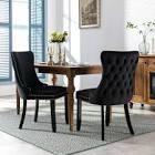 Black Velvet Upholstered Dining Chairs Side Chairs Set of 2 (Missing parts)