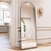 21 in. W x 64 in. H Arched Black Aluminum Alloy Framed Rounded Full Length Mirror Standing Floor Mirror