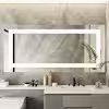 GOGEXX 28 in. W x 60 in. H Sliver Vanity Mirror Frameless Rectangular Smart Touchable Anti-Fog LED Light Bathroom Wall 3-Color