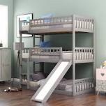 Hussey Wood Triple Arch Twin Bunk Side Rails, Guard Rails And Ladder (Gray) (Incomplete)