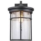  Bel Air Lighting Avalon 11 in. 1-Light Black Outdoor Wall Light Fixture with Clear Crackled Glass