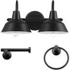  Globe Electric 15.5 in. 2-Light Matte Black Vanity Light with 2-Piece Bathroom Accessory Set