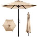 Shovon 10ft Outdoor Steel Market Patio Umbrella w/ Crank, Tilt Push Button, 6 Ribs