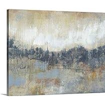 CANVAS ON DEMAND Cool Grey Horizon I Canvas Wall Art Print by Jennifer Goldberger, Contemporary,abstract, Home Decor, Artwork, 14"x11"