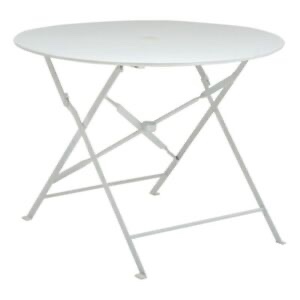 Carolina Classics 36" Folding Metal Bistro Table with Umbrella Hole in White