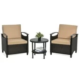 3 pcs patio furniture set brown hg020176