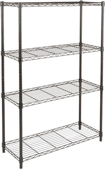 Amazon Basics 4-Shelf Adjustable, Heavy Duty Wide Storage Shelving Unit (350 lbs loading capacity per shelf), Steel Organizer Wire Rack, 36" L x 14" W x 54" H, Black
