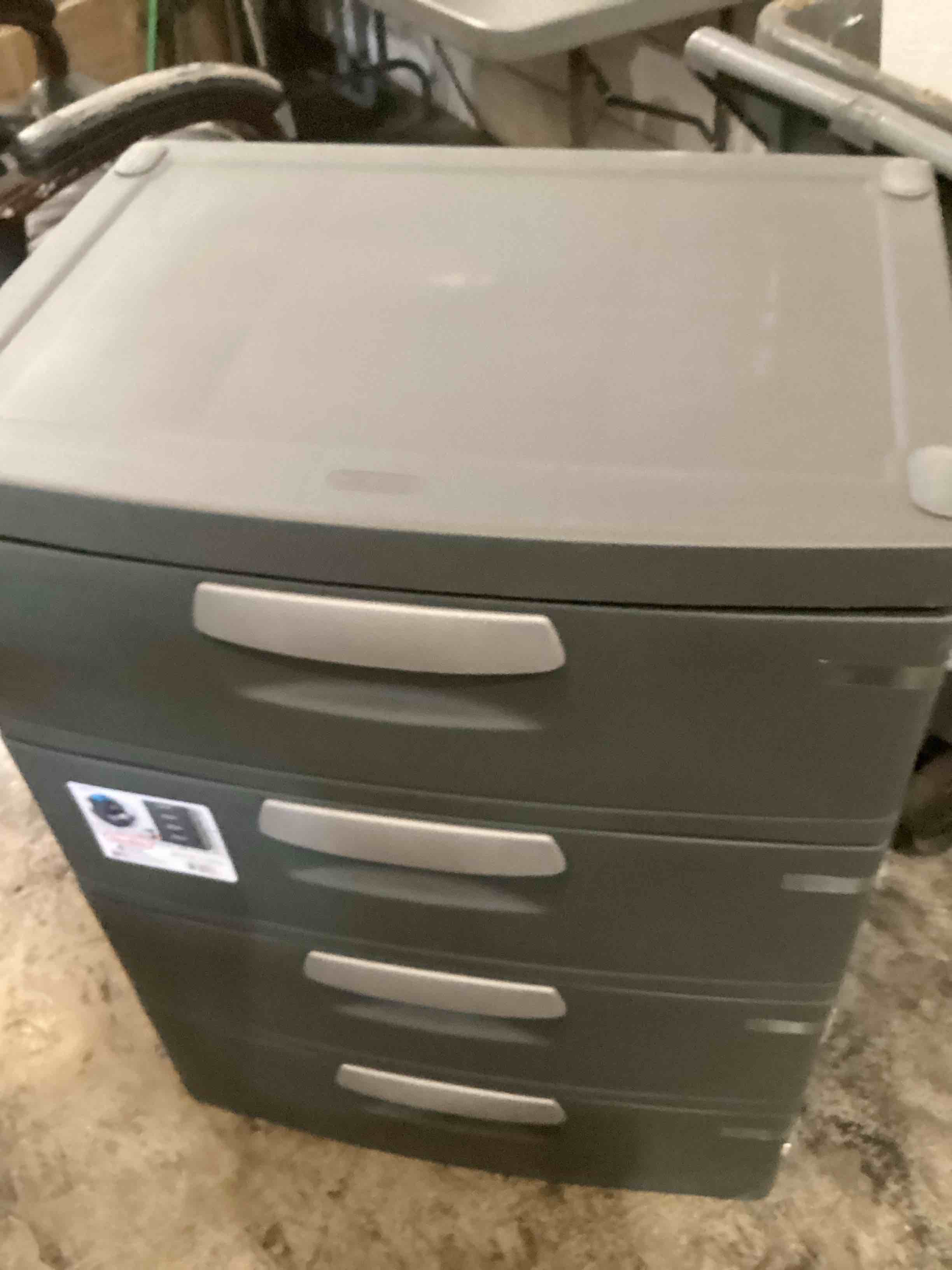 Sterilite 4 Drawer Unit Plastic Flat Gray