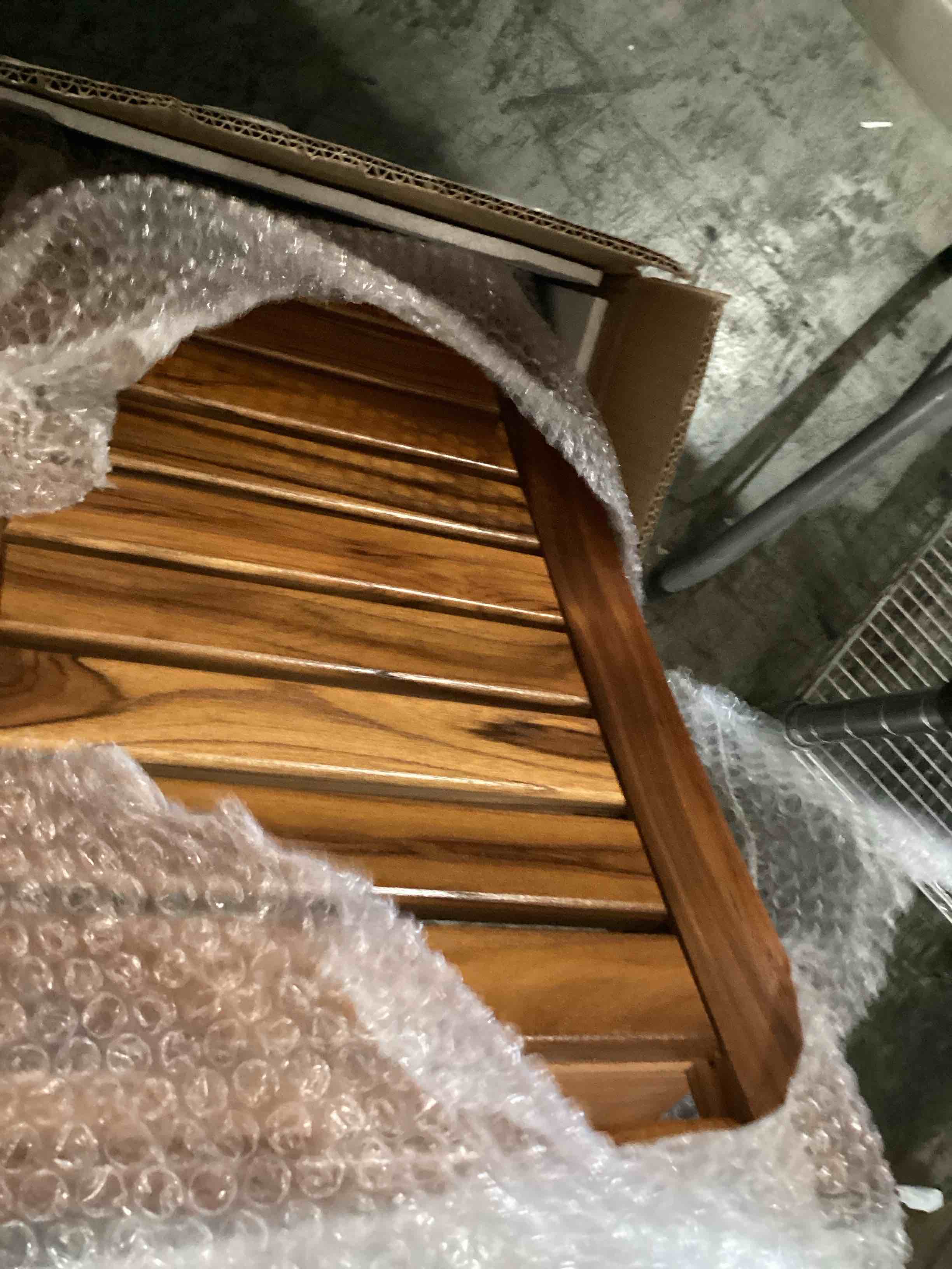 Utoplike Teak Shower Bench Seat with Handles, Portable Wooden Spa