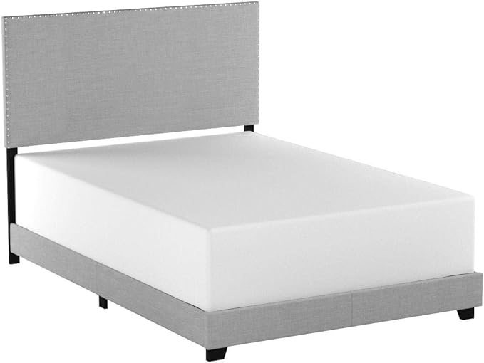 Upholstered Panel Bed in Gray