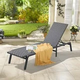 Outdoor Chaise Lounge Chair, Adjustable 5-Position Folding Pool Lounge Chair, Patio Lounge Chair with Aluminum Frame, Cocoa