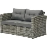 Sunvivi Patio Wicker Loveseat 2-Seater Sofa, Rattan Wicker Sofa for 2 Persons with Cushions for Garden, Beach, Balcony and Poolside, Aluminum Frame