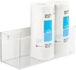 mDesign Plastic Adhesive Mount Storage Organizer Container for Kitchen or Pantry Wall Organization - Space Saving Holder for Sandwich Bags, Foil - 24" Wide - Ligne Collection - Clear 24 x 6 x 6 Pack of 1