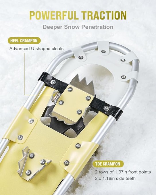 Gpeng Snowshoes for Men Women Youth Kids, Light Weight Aluminum Snow Shoes with Trekking Poles, Crampon Protector and Carrying Tote Bag (Navy Blue, 21 inch)