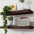 Axeman Floating Shelves, 8 Inch Deep Rustic Solid Wood Wall Shelves for Storage, Wall Mounted Display Shelving with Invisible Heavy-Duty Metal Bracket, 36" W x 8" D x 1.6" H, Rustic Brown