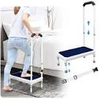 Bed Steps for High Beds for Adults Step Stool for Bedside 3-in-1 Foot Stepping with Handle Elderly Senior Aids Daily Living Heavy Duty Adjustable Platform Steps for Kitchen, Car, Bathtub (Blue-21.6")