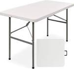 AM The America Store - Plastic Folding Table, Indoor Outdoor Heavy Duty Portable w/Handle, Lock for Picnic, Party, Camping (4FT, White)