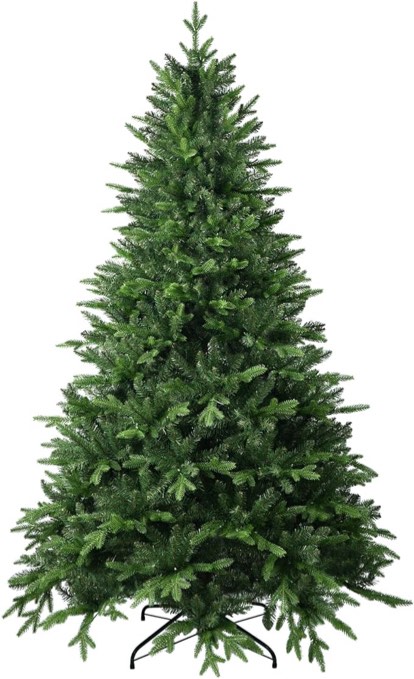 7 FT Artificial Christmas Tree with 1971 PE&PVC Mixed Branch Tips, Unlit Hinged Premium Spruce Fake Xmas Trees, Green, Foldable Base 7FT-1971Tips