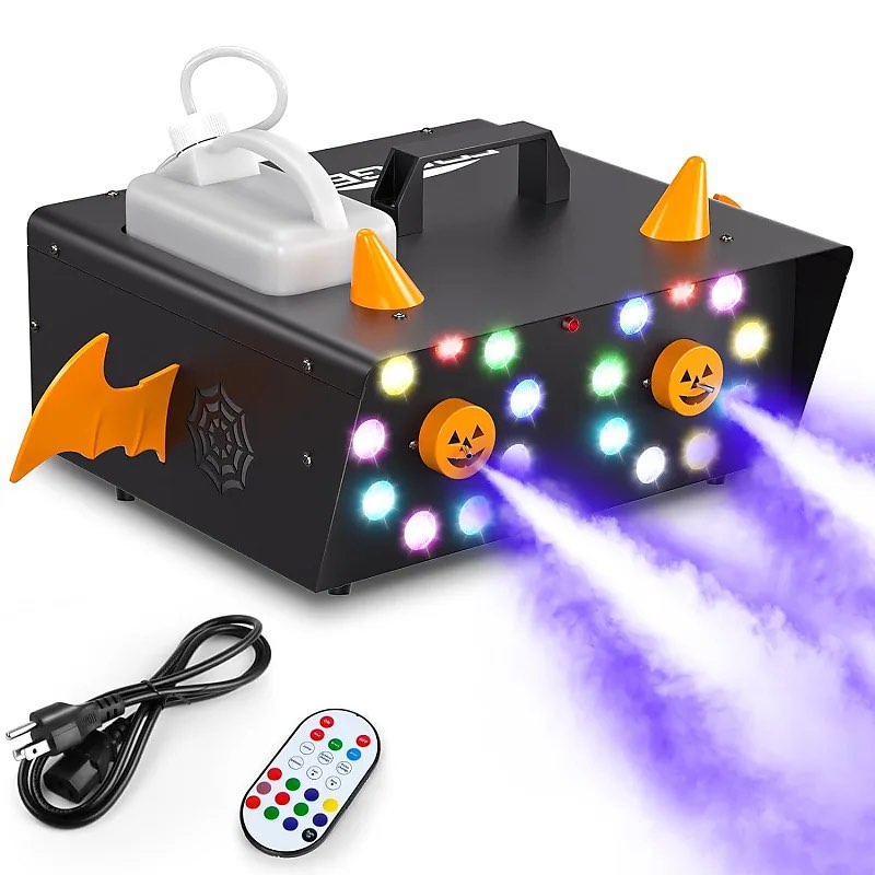Fog Machine, Smoke Machine 1500W With 17 Lighting Effect 18 Led Lights, Halloween Fog Machine With Wireless Remote Control For Christmas Halloween Wedding Stage Effect Dj Disco Party Stage 