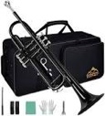 EASTROCK Bb Trumpet Standard Trumpet Set with Carrying Case,Gloves, 7C Mouthpiece and Cleaning Kit for Student Beginner(Black)