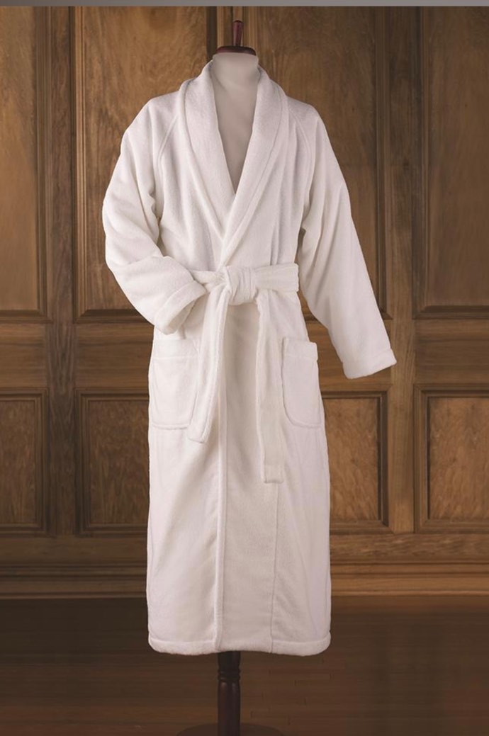 The Hammacher Schlemmer Genuine Turkish Cotton Luxury Bathrobe (White), Large