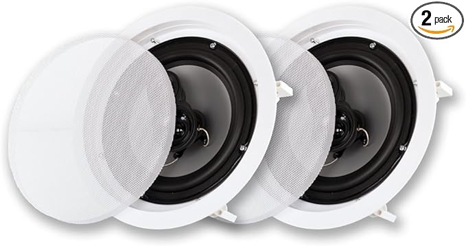Acoustic Audio CSic83 in Ceiling 8" Speaker Pair 3 Way Home Theater Speakers