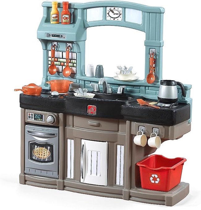 Step2 Best Chefs Kitchen Playset | Kids Play Kitchen with 25-Pc Toy Accessories Set, Real Lights & Sounds, Multicolor