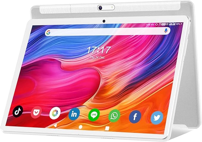 Tablet 10.1 inch Android 12 Tablet 2024 Latest Update Octa-Core Processor with 64GB Storage, Dual 13MP+5MP Camera, WiFi, Bluetooth, GPS, 512GB Expand Support, IPS Full HD Display (Silver