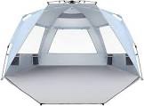 Easthills Outdoors Instant Shader Enhanced (Prints) Deluxe XL Beach Tent 4-6 Person Pop Up Sun Shelter 99" Wide for Family UPF 50+ Double Silver Coated with Extended Zippered Porch Ocean Wave