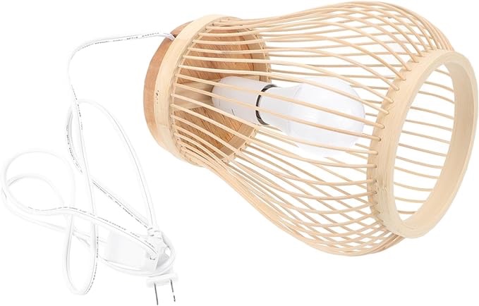  SEWOART 1pc Bamboo Desk lamp Rattan Bamboo Table lamp Wicker lamp Shades Bird cage Decorative lamp Bedside Desk lamp Bedside Table Lamp Bulb Desk lamp Lighting Light Bulb Wood Household