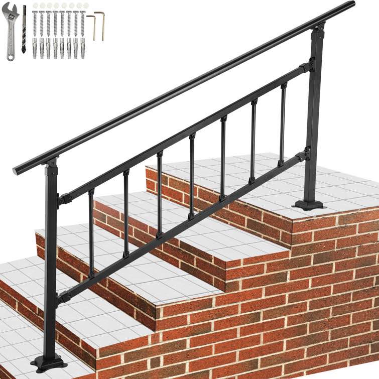 33" H x 68" W x 2" D Outdoor Stair Railing Starting Steps