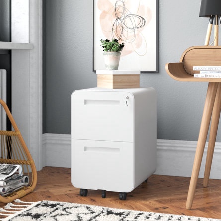 Melra 15.7" Wide 2 Drawer Mobile Steel Vertical Filing Cabinet