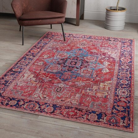 Haigh Oriental Rust Red/Blue Area Rug Rectangle 7'10" x 10'