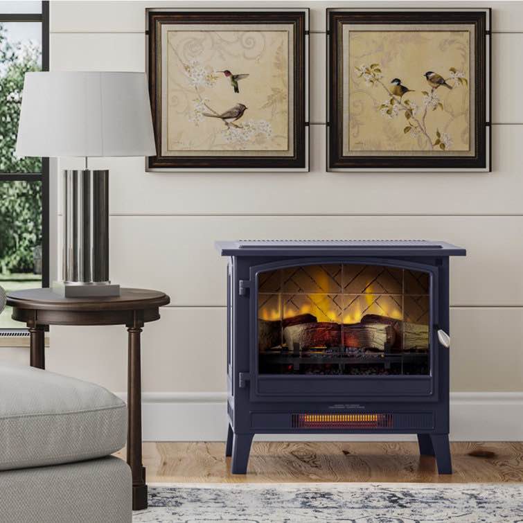 Country Living Infrared Freestanding Electric Fireplace Stove Heater | 1,000 SQ FT with Wooden Logs