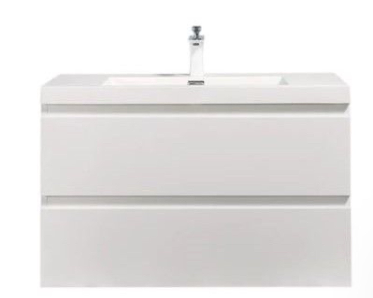 Angela 36 in. Vanity in High Gloss White with Acrylic Vanity Top in High Gloss White with High Gloss White Basin (INCOMPLETE,  cabinet Only ) 