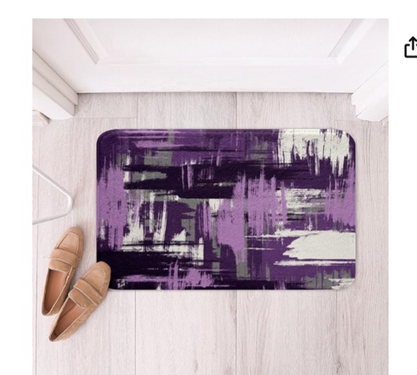 Purple Grey Black White Abstract Bath Mats for Bathroom 20"x32" Geometric Bathroom Rugs for Stripe Line Bath Rugs for Shower Tub Ultra Soft Decor Modern Art Bathroom Accossories