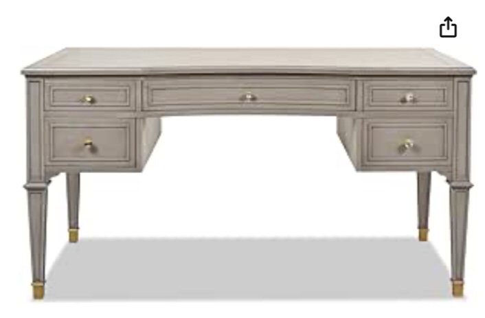 Jennifer Taylor Home JTH Luxe Dauphin Gold Accent 5-Drawer Executive Desk