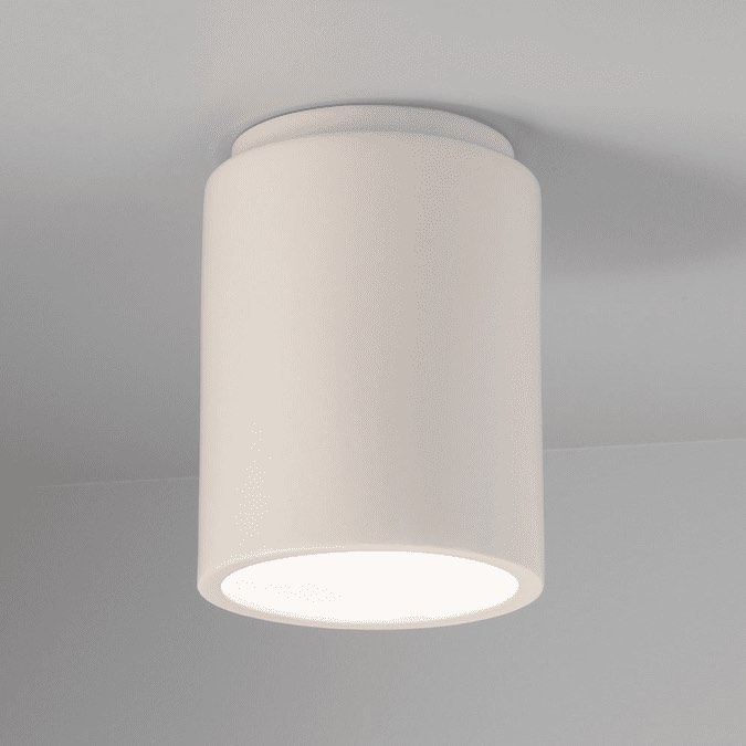 Justice Design CER-6100-MAT Radiance Cylinder Contemporary Matte White LED Ceramic Ceiling Light Fixture
